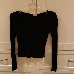Black Long Sleeve Scoop Neck